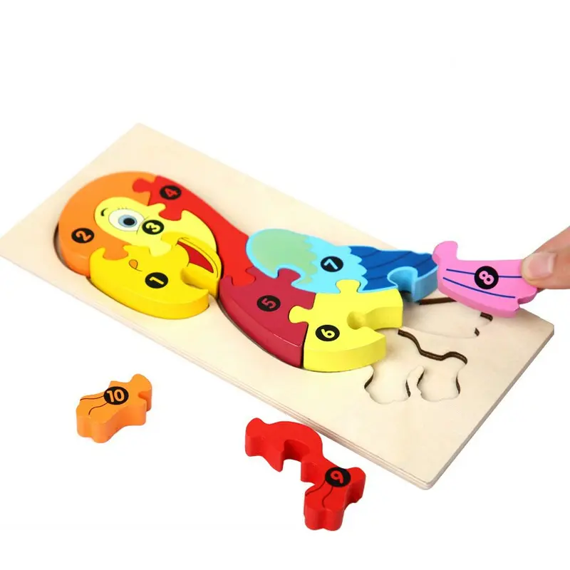 Puzzle Perroquet Montessori en bois avec les nombres