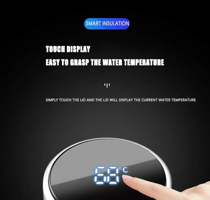 Bouteille isotherme avec écran digital tactile qui indique la température de la boisson 500 ml